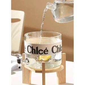 Bình thủy tinh có vòi kèm đế gỗ cao cấp